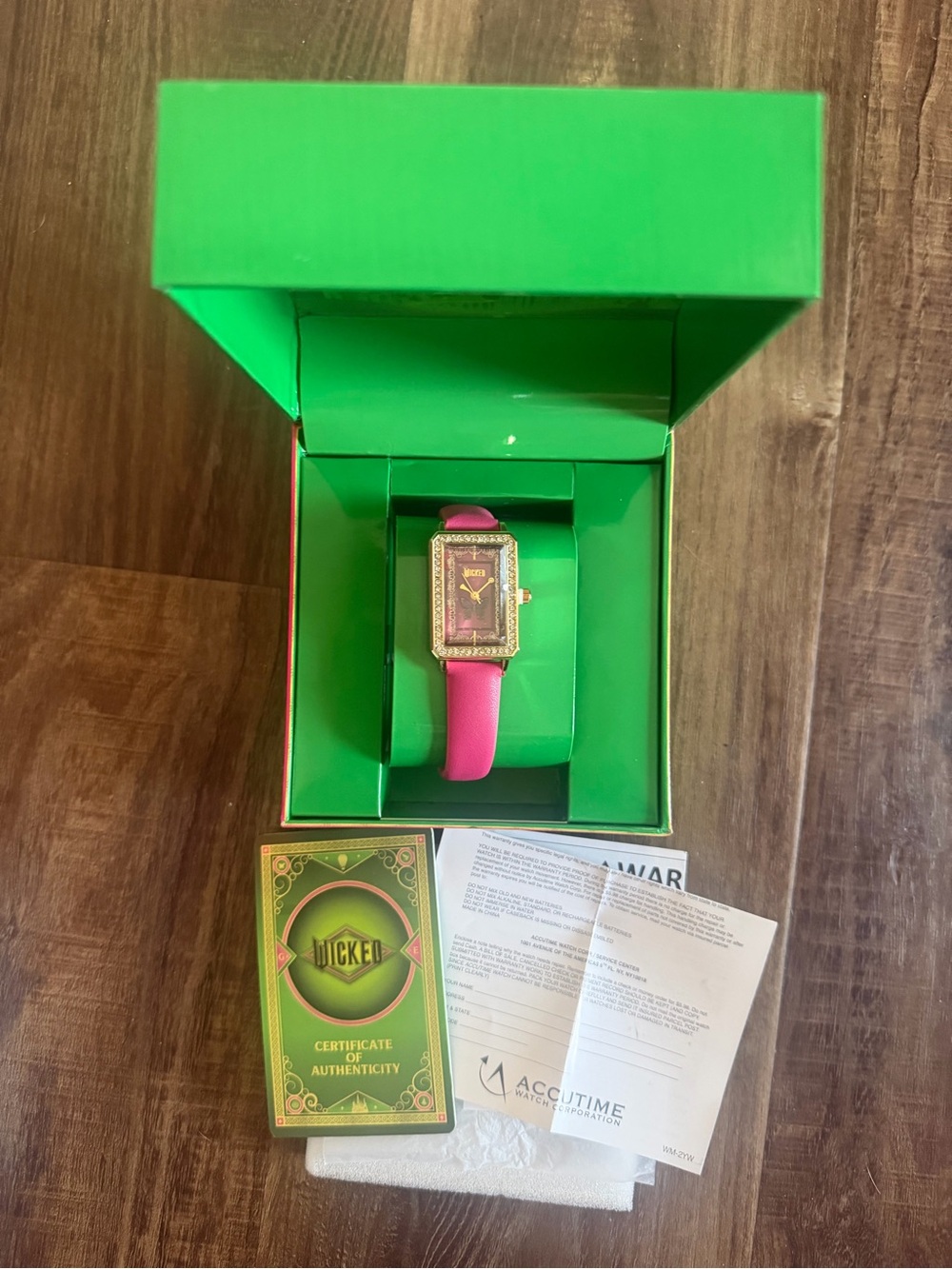 New! Universal Pictures Wicked Pink “Glinda” Adjustable Strap Crystal-Trim Watch